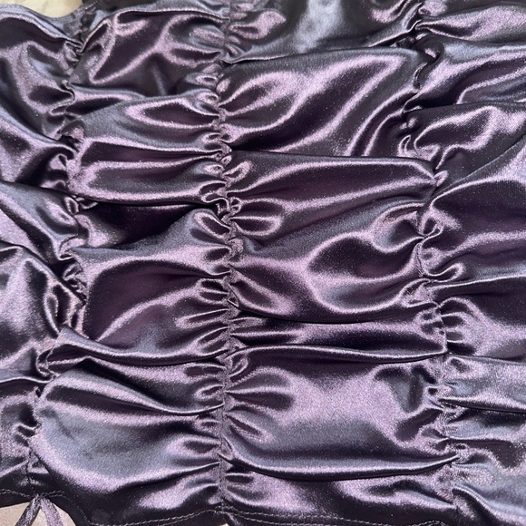 Haley&June/ L new purple satin Y2K crop top size large made in Indonesia - Picture 2 of 4